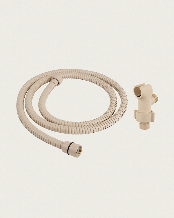 Beige Shower Arm Adapter & Hose Duo