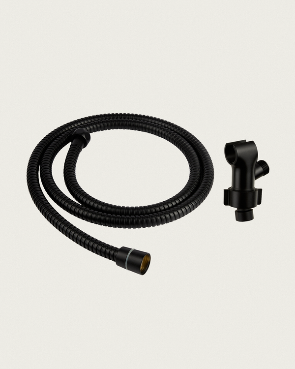Black Shower Arm Adapter & Hose Duo